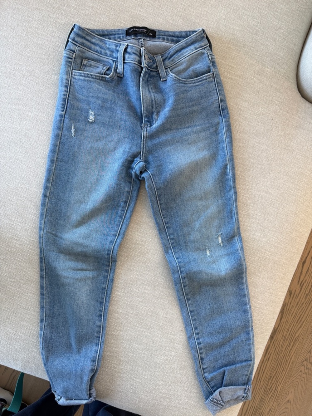 Just Black Light Blue Jeans with Subtle Distressing